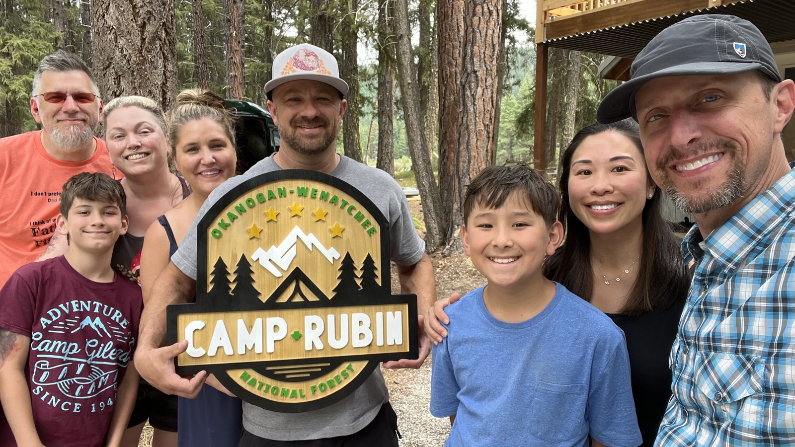 Camp Rubin sign delivered in the National Forest